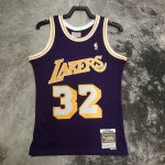 NBA 32 Magic Johnson Lakers 1984-85 M&N Maillot Retro Violet imprimé